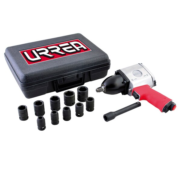 Pin clutch 1/2" drive air impact wrench and socket set (metric)
